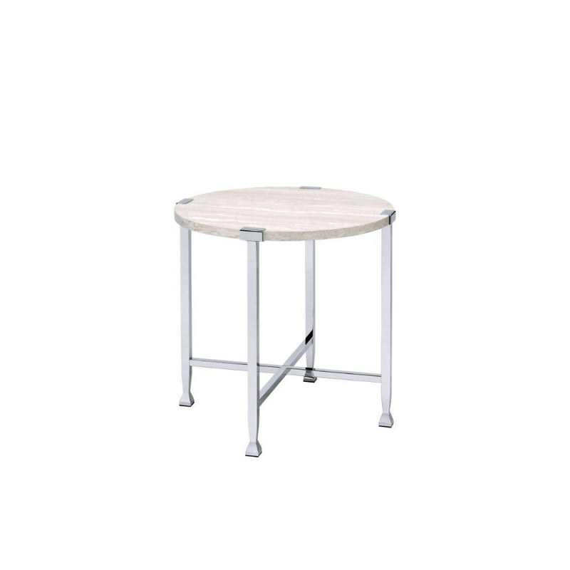 Brecon - End Table - White Oak & Chrome