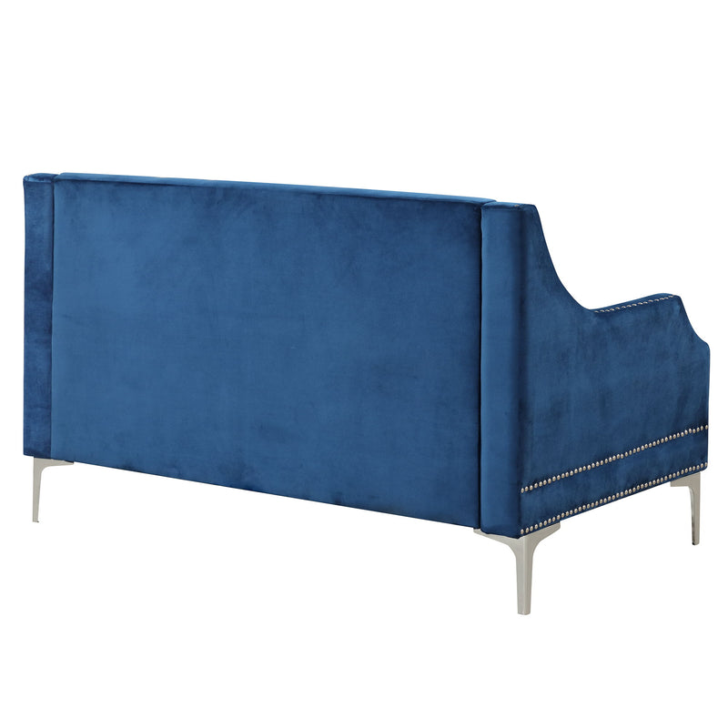 55.5" Modern Sofa Dutch Plush Upholstered Sofa With Metal Legs, Button Tufted Back Blue