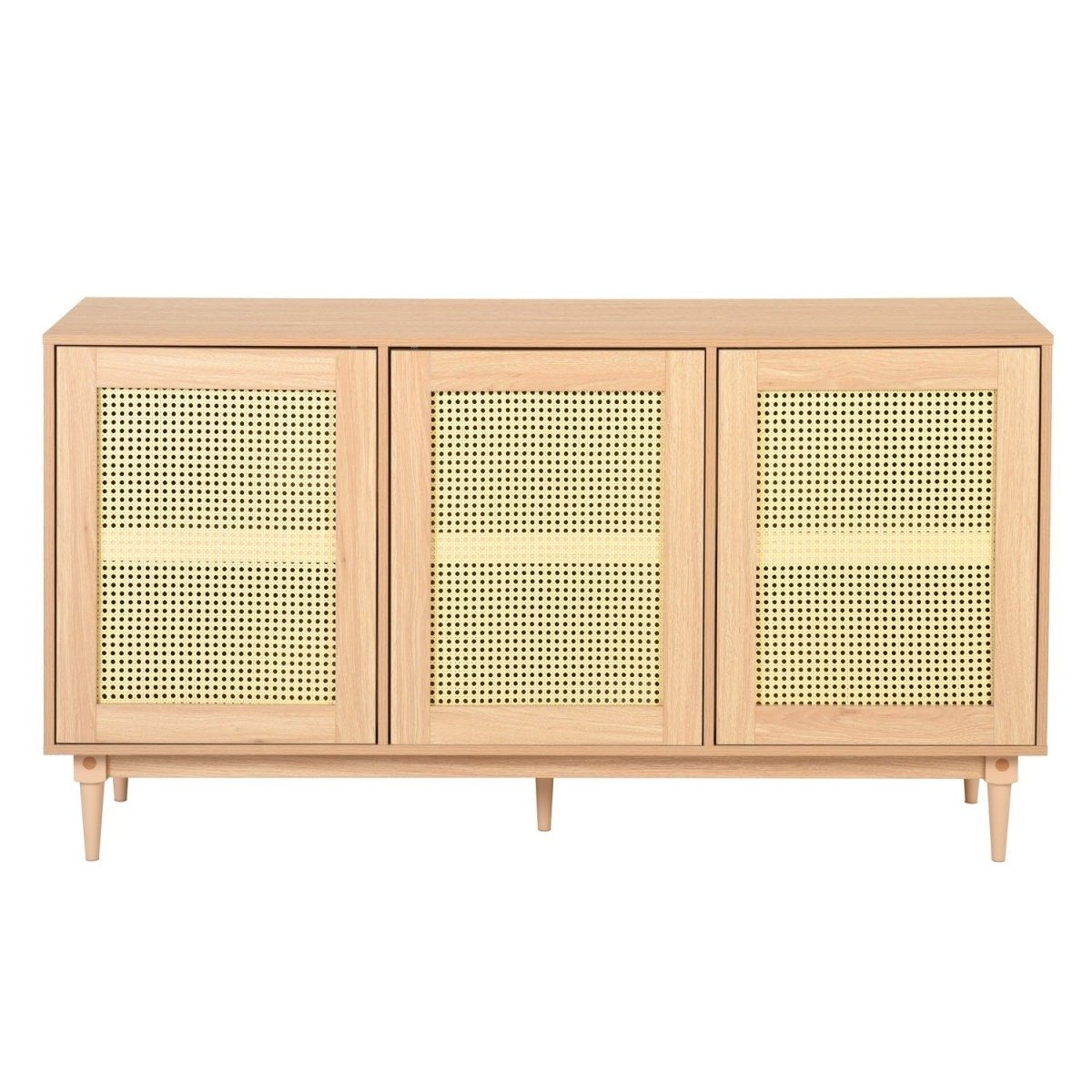 59" Rattan TV Stand for 65/70 inch TV Living Room Storage Console Entertainment Center,3 open doors - Atlantic Fine Furniture Inc