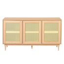 59" Rattan TV Stand for 65/70 inch TV Living Room Storage Console Entertainment Center,3 open doors - Atlantic Fine Furniture Inc