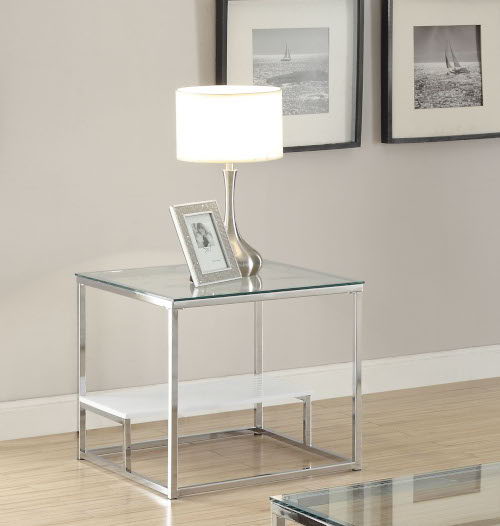 Ruben - End Table - Chrome & Clear Glass - Atlantic Fine Furniture Inc