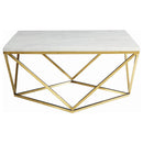 Meryl - Square Faux Marble Top Coffee Table - White And Gold - Atlantic Fine Furniture Inc