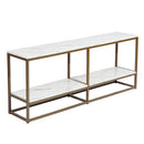 59.8 inch White Marble Gold Frame TV STAND With Storage - Atlantic Fine Furniture Inc