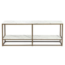 59.8 inch White Marble Gold Frame TV STAND With Storage - Atlantic Fine Furniture Inc
