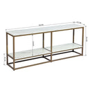 59.8 inch White Marble Gold Frame TV STAND With Storage - Atlantic Fine Furniture Inc