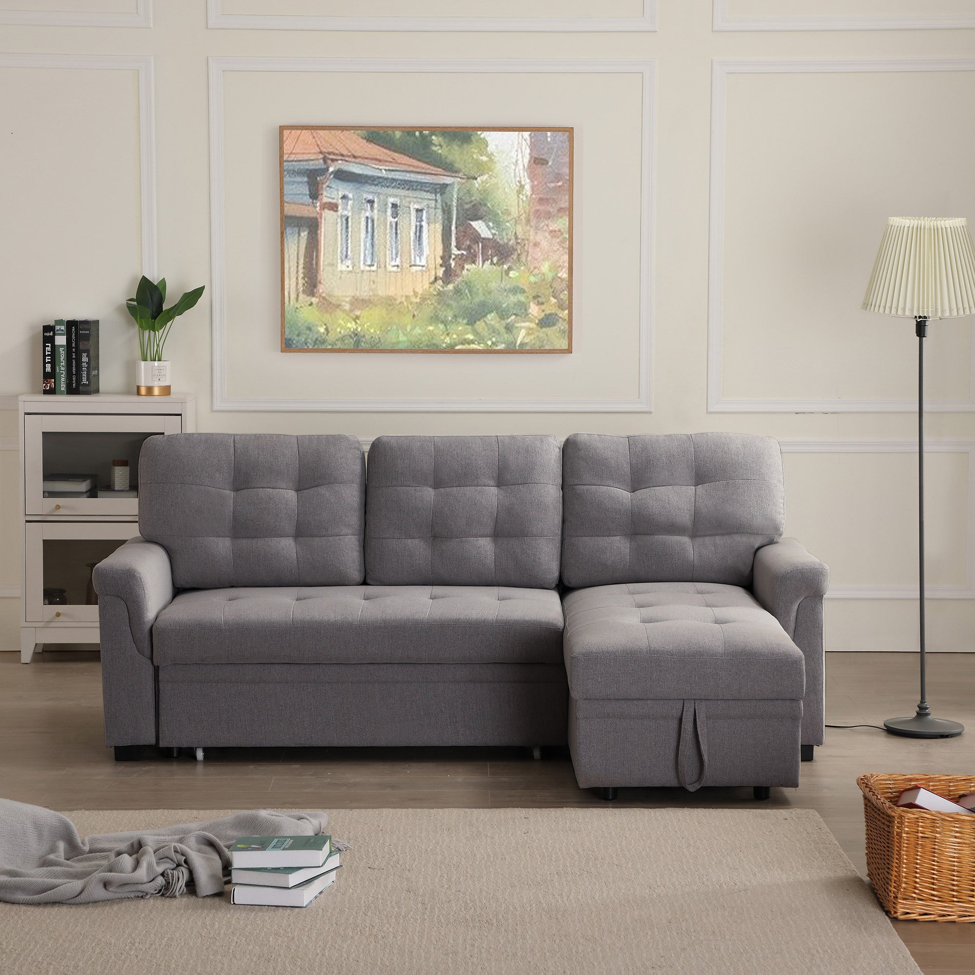 Upholstery Sleeper Sectional Sofa dark gray - Atlantic Fine Furniture Inc