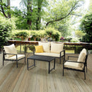 Helice Outdoor Conversation Aluminum 4 Piece Sofa Sets with Cushions - Atlantic Fine Furniture Inc