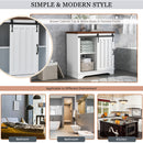 Bathroom Storage Cabinet, Freestanding Accent Cabinet, Sliding Barn Door, Thick Top, Adjustable Shelf, White and Brown - Atlantic Fine Furniture Inc