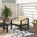 Outdoor Patio Furniture Single Armchair with Cushions in stripe for Restaurant Outdoor courtyard Garden Open-air balcony Poolside,Black aluminum fram,Modern Design - Atlantic Fine Furniture Inc