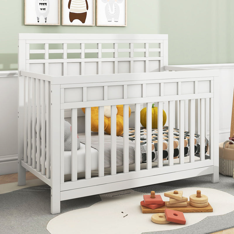 Certified Baby Safe Crib, Pine Solid Wood, Non-Toxic Finish - Snow White