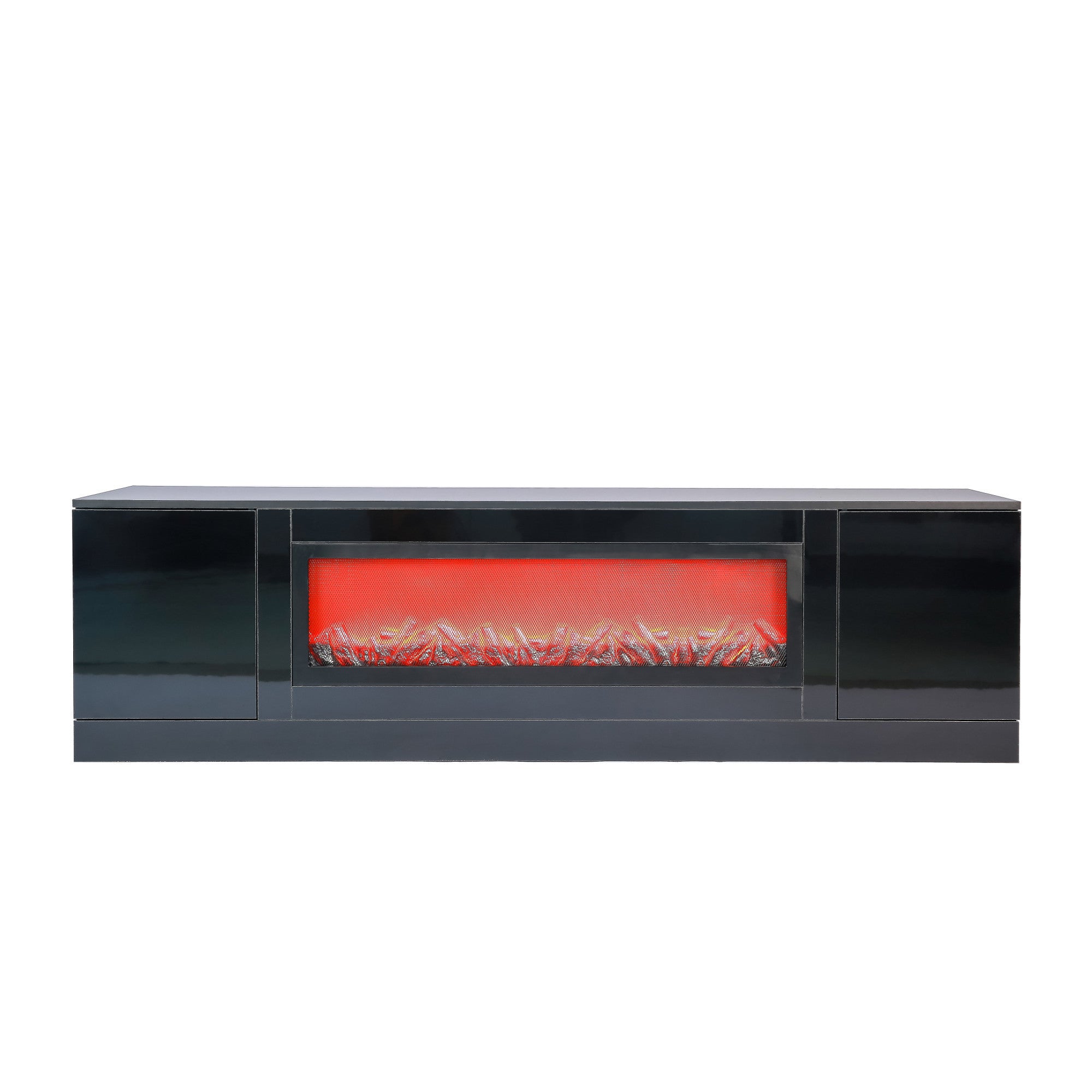 Living room furniture modern black electric fireplace TV stand with insert fireplace,without remote and heating - Atlantic Fine Furniture Inc