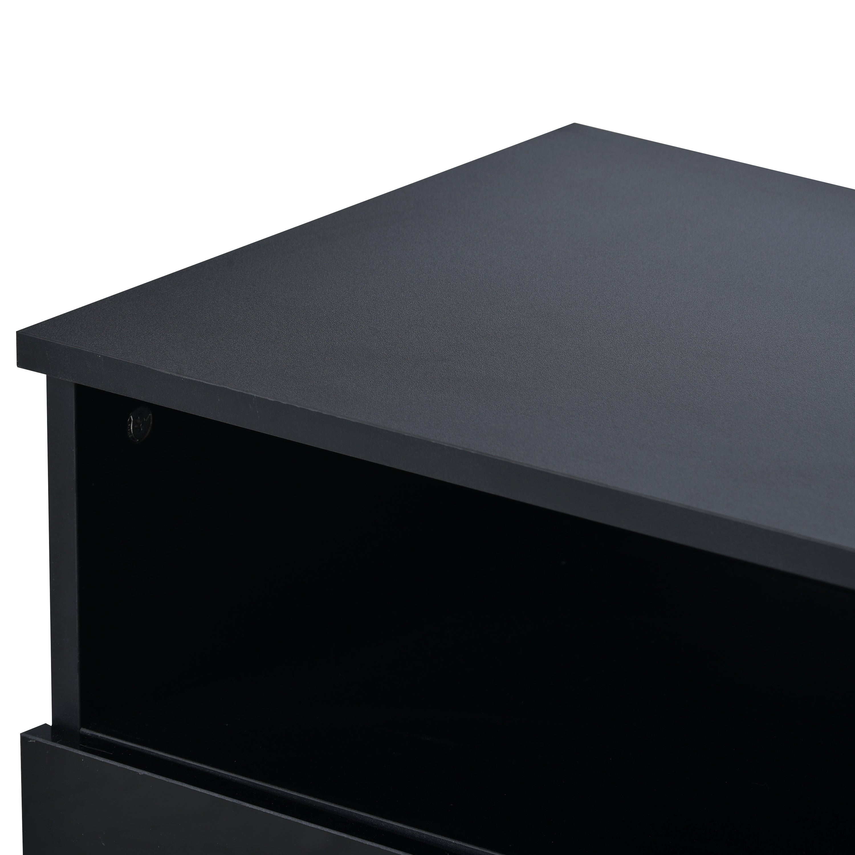 U-Can Modern, Stylish Functional TV stand with Color Changing LED Lights, Universal Entertainment Center, High Gloss TV Cabinet for 70+ inch TV, Black - Atlantic Fine Furniture Inc