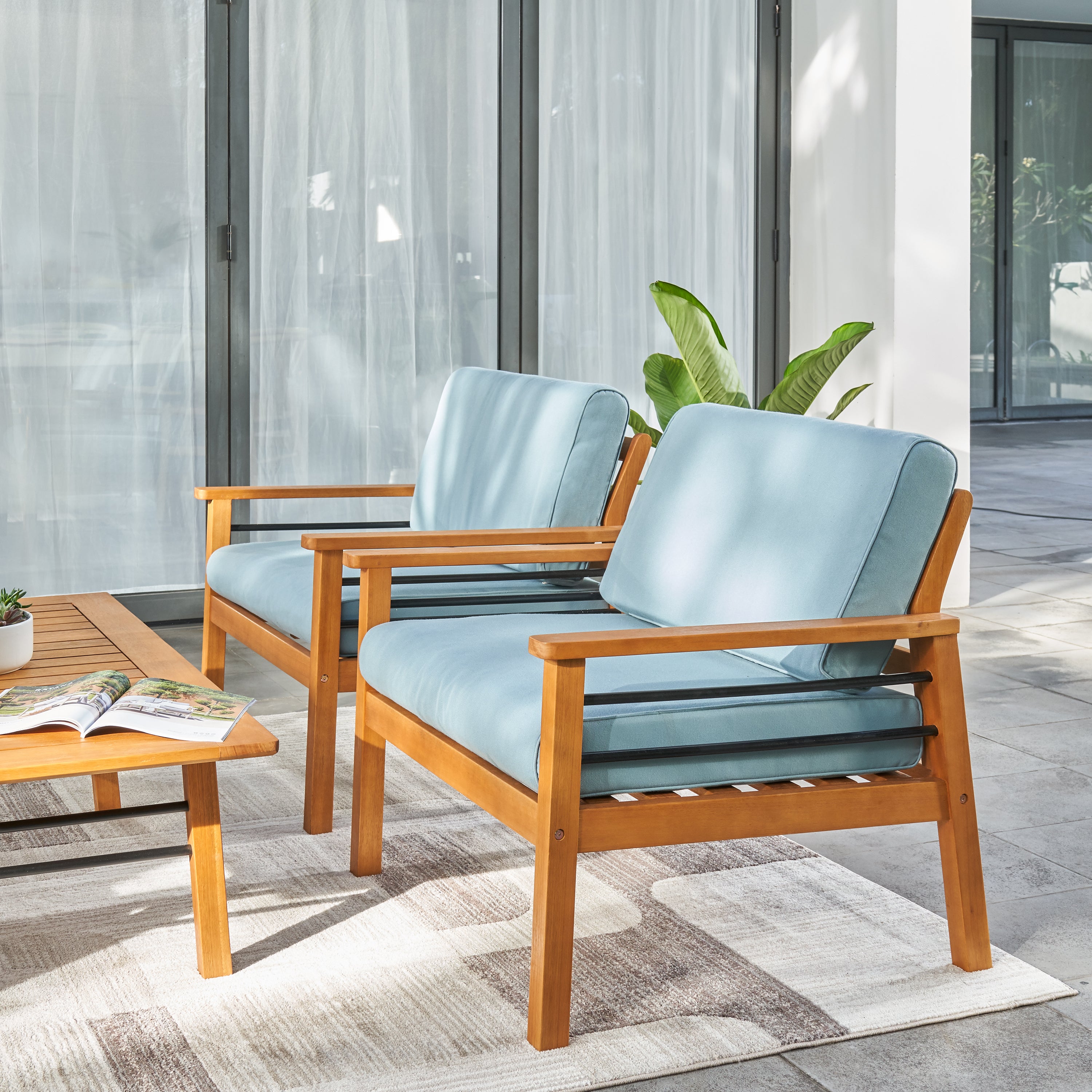Gloucester Contemporary Patio Wood Sofa Club Chair - Atlantic Fine Furniture Inc