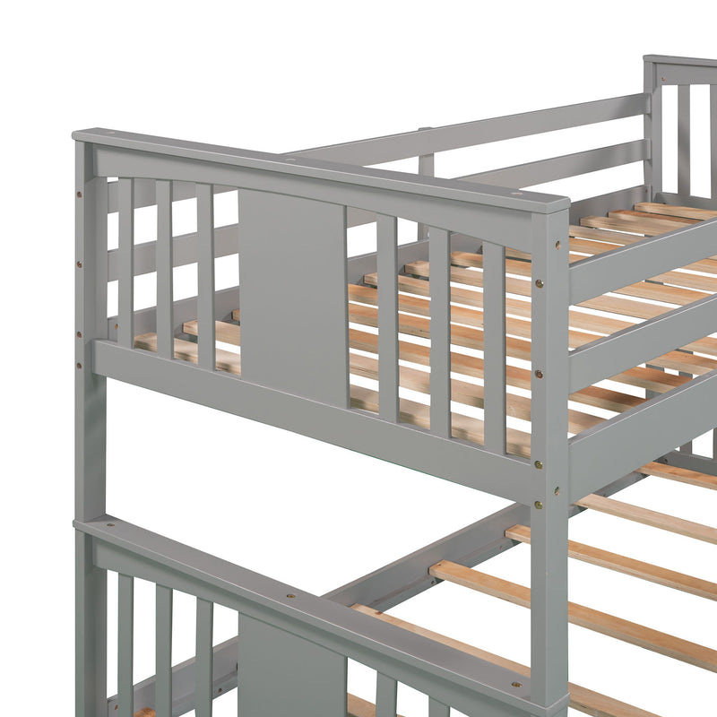 Twin Over Twin Bunk Bed With Ladder In Gray