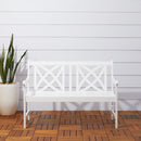 Bradley Outdoor Patio 4-foot Wood Garden Bench in White - Atlantic Fine Furniture Inc