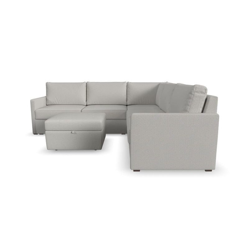 Flex - 5 Seat Sectional, Storage Ottoman - Pearl Silver