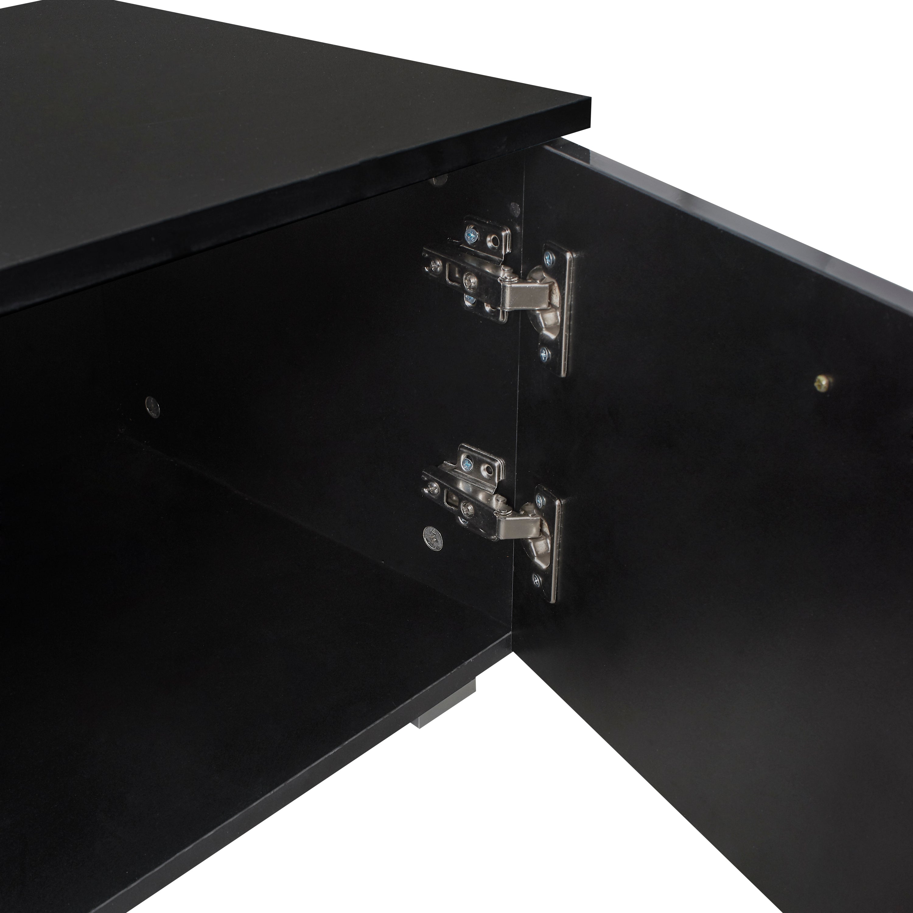 Black TV Stand for 70 Inch TV Stands, Media Console Entertainment Center Television Table, 2 Storage Cabinet with Open Shelves for Living Room Bedroom - Atlantic Fine Furniture Inc