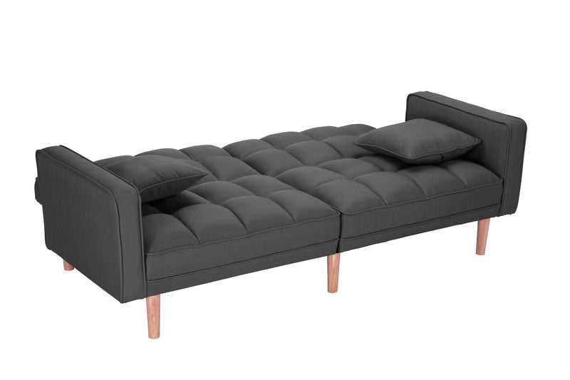 FUTON SLEEPER SOFA WITH 2 PILLOWS DARK GREY FABRIC（W223S01338 、W223S00417。Size difference, See Details in page.） - Atlantic Fine Furniture Inc