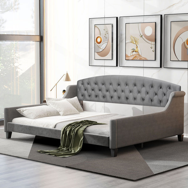Modern Luxury Tufted Button Daybed, Full - Gray