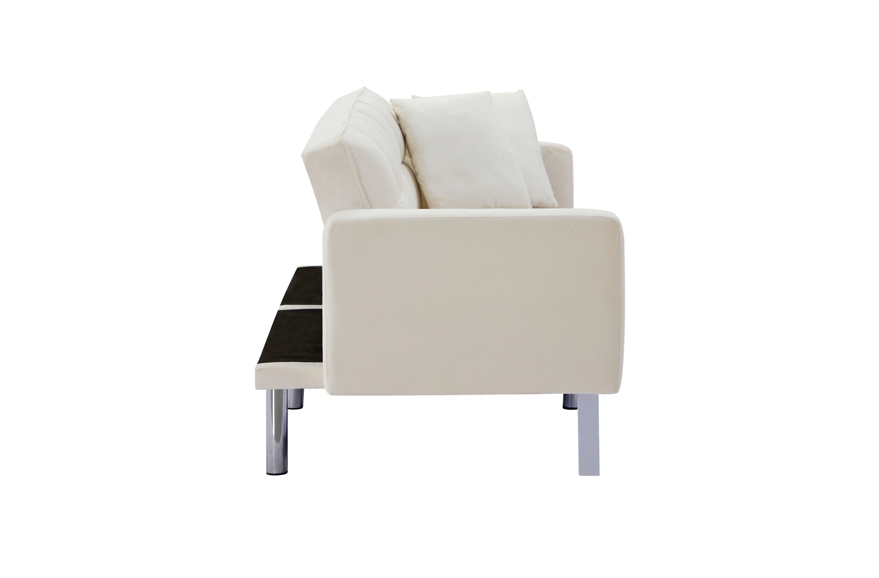 FUTON SOFA SLEEPER Beige VELVET WITH 2 PILLOWS（same as W223S01466。Size difference, See Details in page.） - Atlantic Fine Furniture Inc