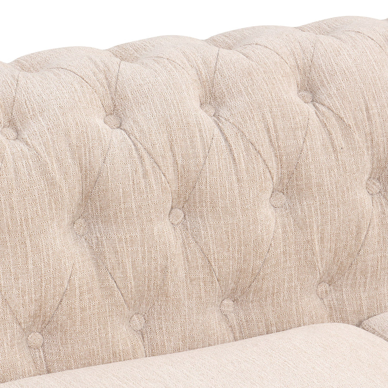 39" Modern Sofa Dutch Plush Upholstered Sofa, Solid Wood Legs, Buttoned Tufted Backrest, Beige
