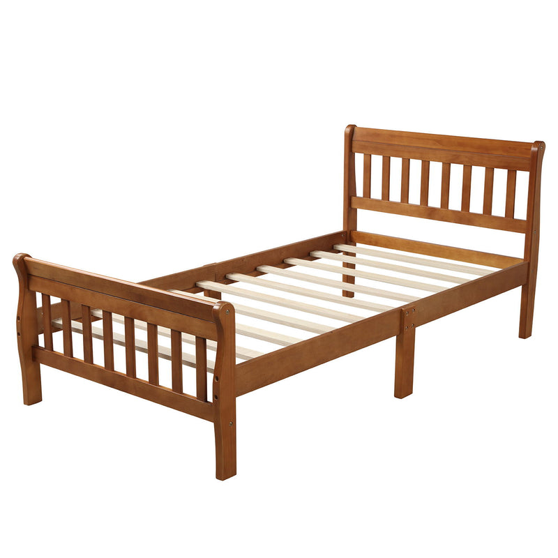 Platform Bed Twin Bed Frame Panel Bed Mattress Foundation Sleigh Bed With Headboard/Footboard/Wood Slat Support