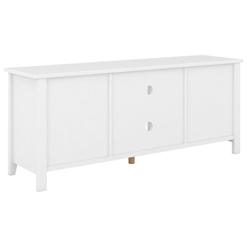 U-Can TV Stand for TV up to 60in with 2  Doors Adjustable Panels Open Style Cabinet, Sideboard for Living room, White