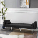 Square arm sleeper sofa BLACK PU ***Not available for sale on Walmart*** - Atlantic Fine Furniture Inc