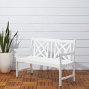 Bradley Outdoor Patio 4-foot Wood Garden Bench in White - Atlantic Fine Furniture Inc