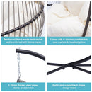 Outdoor Patio Wicker Folding Hanging Chair,Rattan Swing Hammock Egg Chair With C Type Bracket , With Cushion And Pillow - Atlantic Fine Furniture Inc