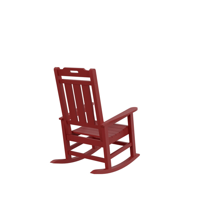 Presidential Rocking Chair HDPE Rocking Chair Fade-Resistant Porch Rocker Chair, All Weather Waterproof for Balcony/Beach/Pool  Red