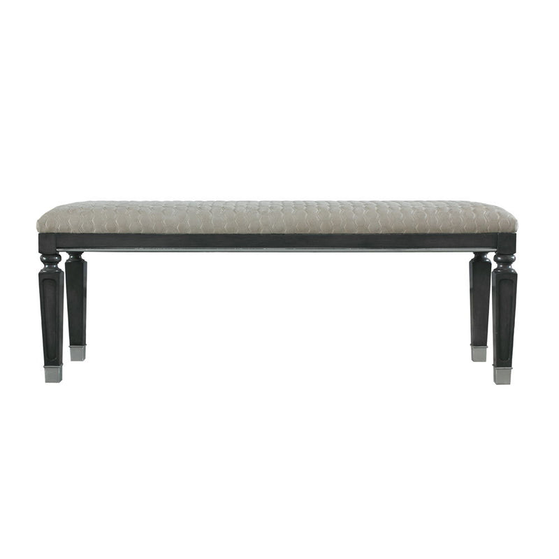 House - Beatrice Bench - Two Tone Beige Fabric, Charcoal Finish