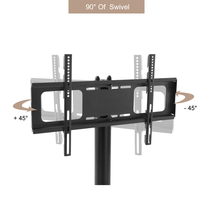 Height and Angle Adjustable Multi-Function Tempered Glass Metal Frame Floor With Lockable Wheels Mobile TV Stand, LCD/Plasma TV bracket  2 Tier Tempered Glass Shelves For Multiple Media Devices - Atlantic Fine Furniture Inc