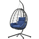 Egg Chair with Stand Indoor Outdoor Swing Chair Patio Wicker Hanging Egg Chair Hanging Basket Chair Hammock Chair with Stand for Bedroom Living Room Balcony - Atlantic Fine Furniture Inc