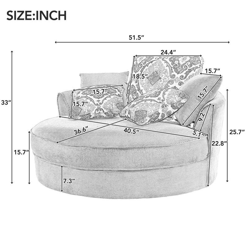 Swivel Accent Barrel Chair With 5 Movable Pillow 360 Degree Swivel Round Sofa Chair For Living Room, Bedroom, Hotel - Beige