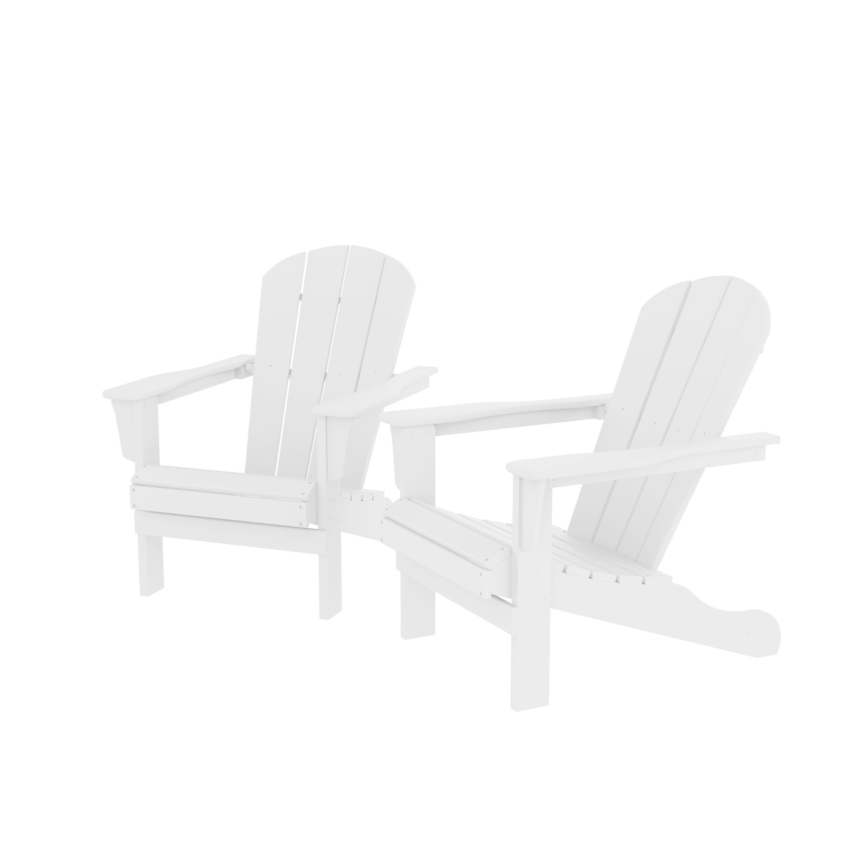 HDPE Adirondack Chair, Fire Pit Chairs, Sand Chair, Patio Outdoor Chairs,DPE Plastic Resin Deck Chair, lawn chairs, Adult Size ,Weather Resistant for Patio/ Backyard/Garden, White, Set of 2 - Atlantic Fine Furniture Inc