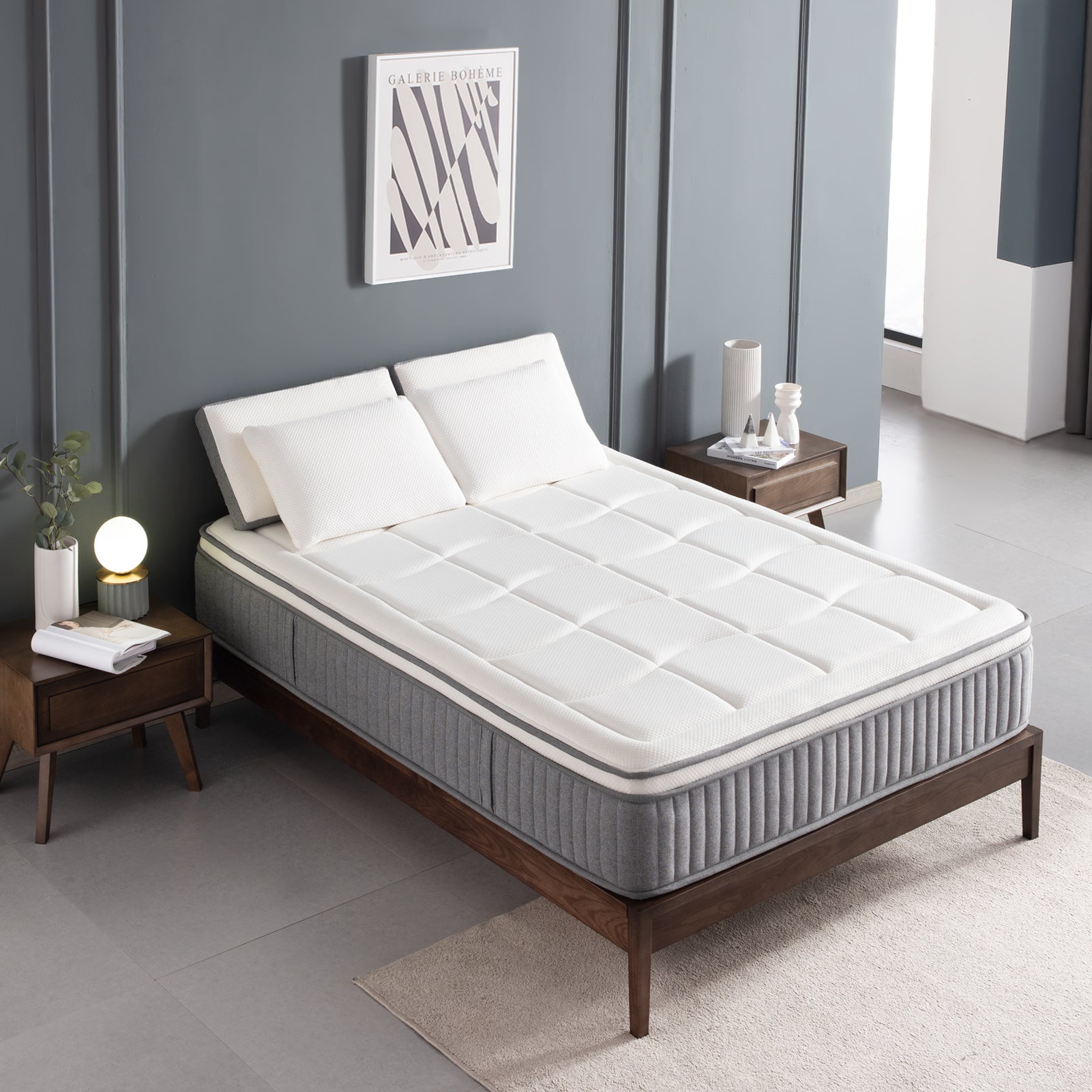 Queen Mattress,12 Inch Euro Top Hybrid Mattress, Gel Memory Foam with Pocket Spring Mattress in a Box for Cool Sleep and Balance Support, Medium Feel Mattress, CertiPUR-US Certified - Atlantic Fine Furniture Inc