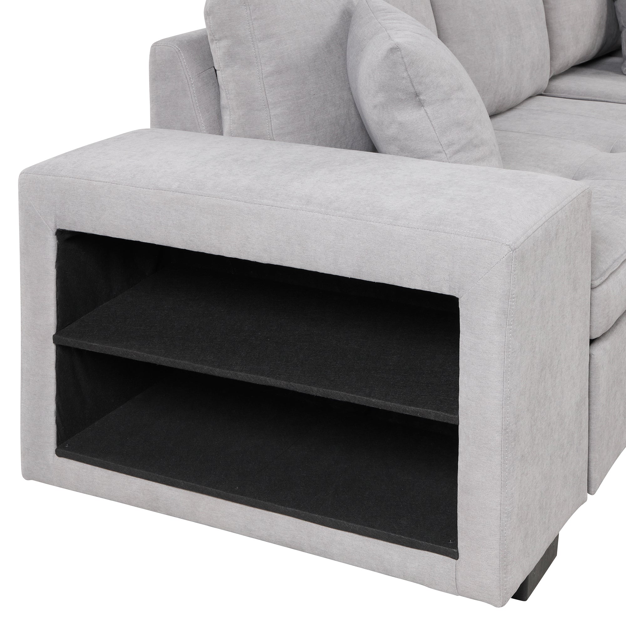 Orisfur. 104" Pull Out Sleeper Sofa Reversible L-Shape 3 Seat Sectional Couch with Storage Chaise and 2 Stools for Living Room Furniture Set - Atlantic Fine Furniture Inc