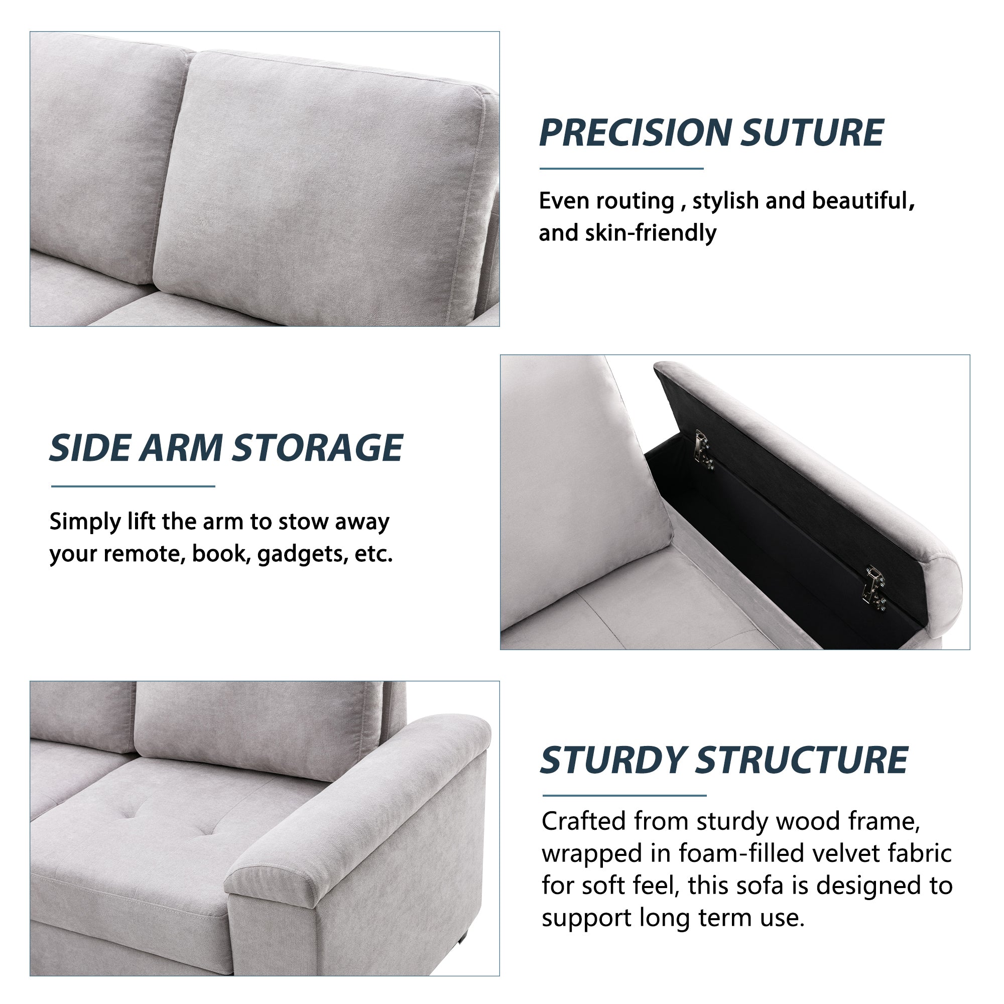 Orisfur. 86" Sleeper Sectional Sofa, L-Shape Corner Couch Sofa-Bed with Storage Ottoman &  Hidden Arm Storage for Living Room Apartment - Atlantic Fine Furniture Inc