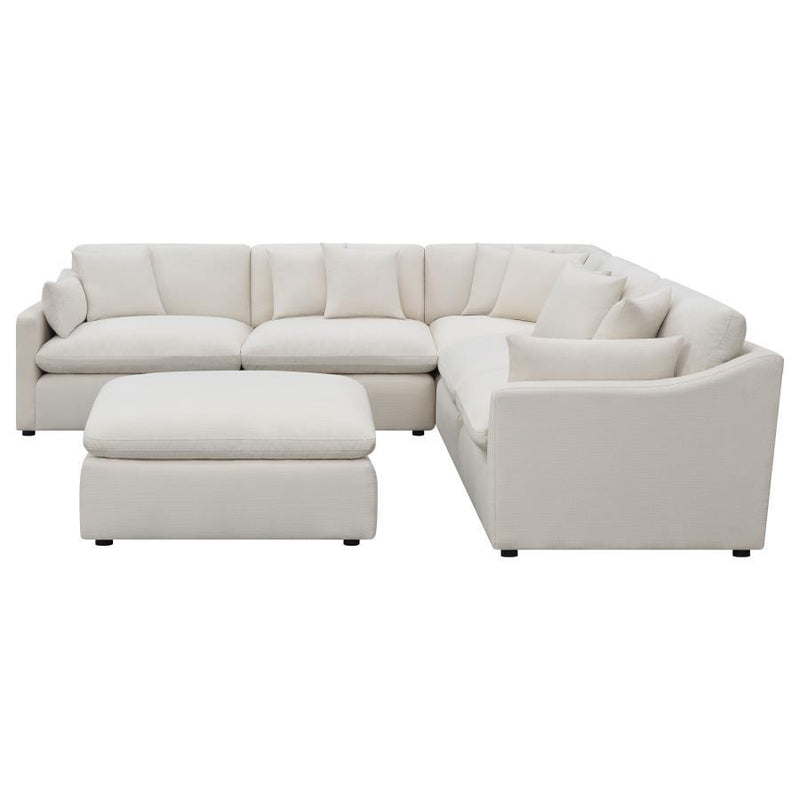 Hobson - 6 Piece Reversible Cushion Modular Sectional - Off-White