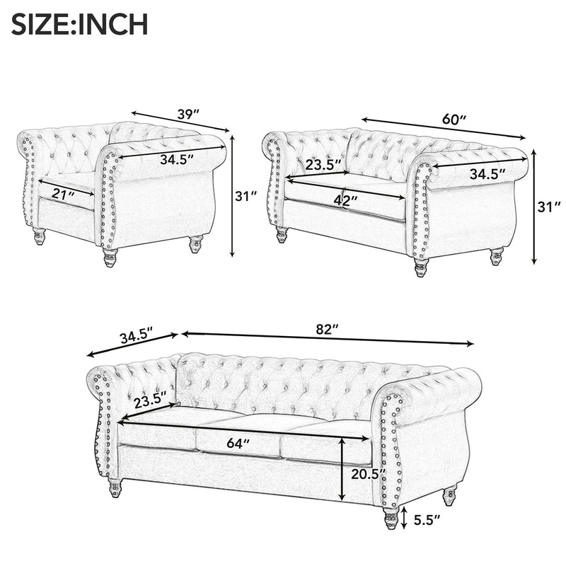 60" Modern Sofa Dutch Plush Upholstered Sofa, Solid Wood Legs, Buttoned Tufted Backrest, Beige