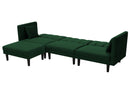 REVERSIBLE SECTIONAL SOFA SLEEPER WITH 2 PILLOWS DARK GREEN VELVET（W223S00093） - Atlantic Fine Furniture Inc