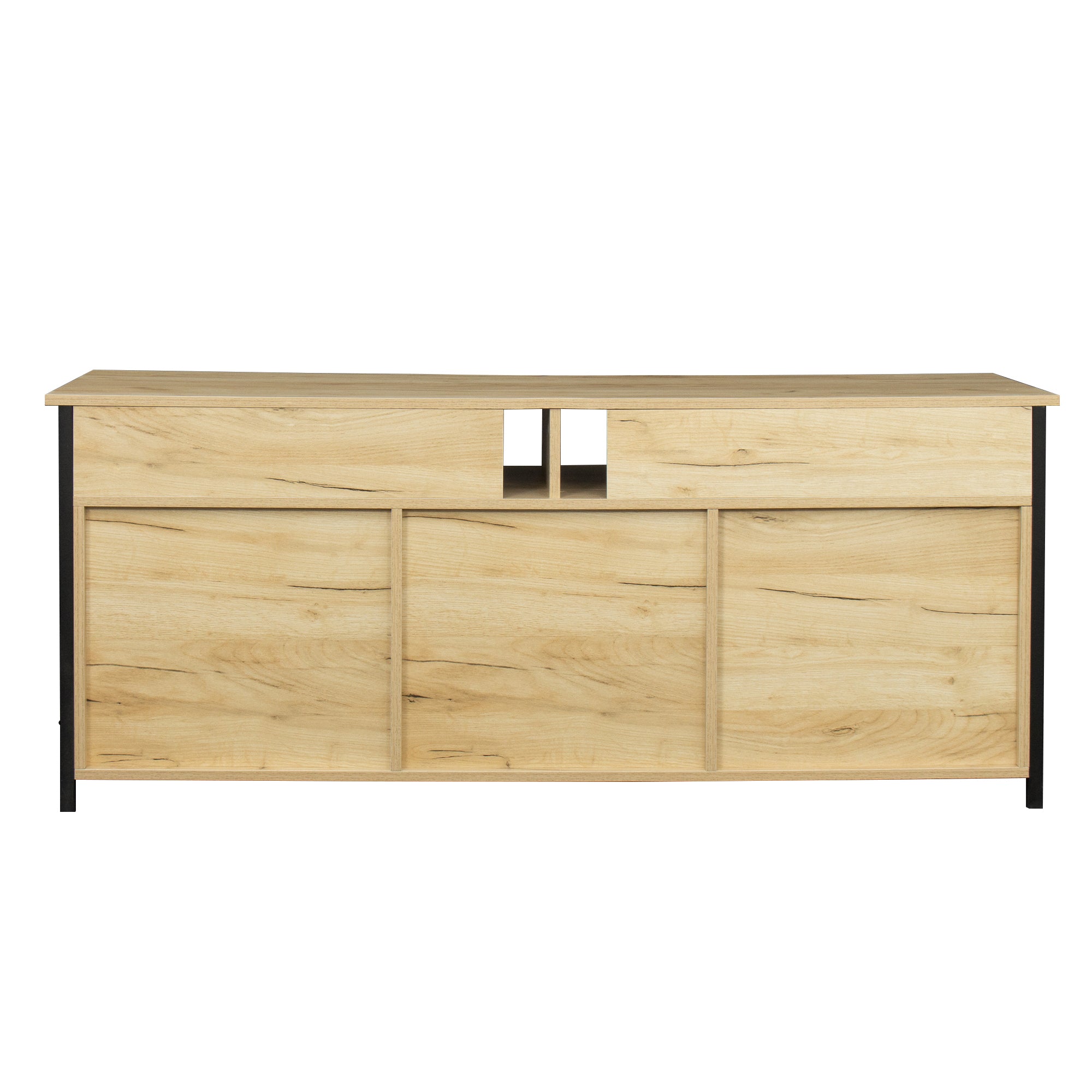 TV Stand ,Modern Wood Universal Media Console with Metal Legs, Home Living Room Furniture Entertainment Center,oak - Atlantic Fine Furniture Inc