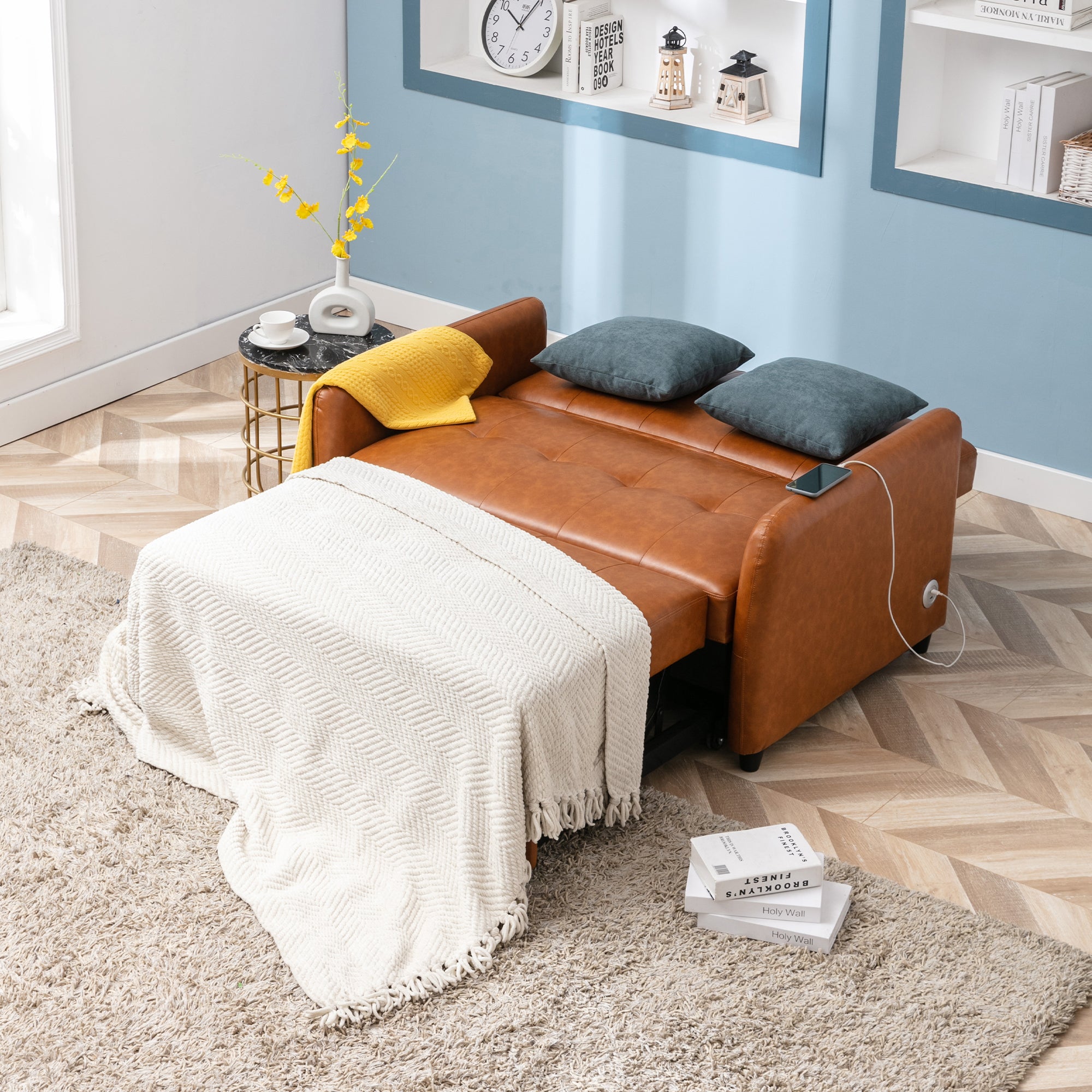 Orisfur. 51" Convertible Sleeper Bed, Adjustable Oversized Armchair  with Dual USB Ports for Small Space - Atlantic Fine Furniture Inc