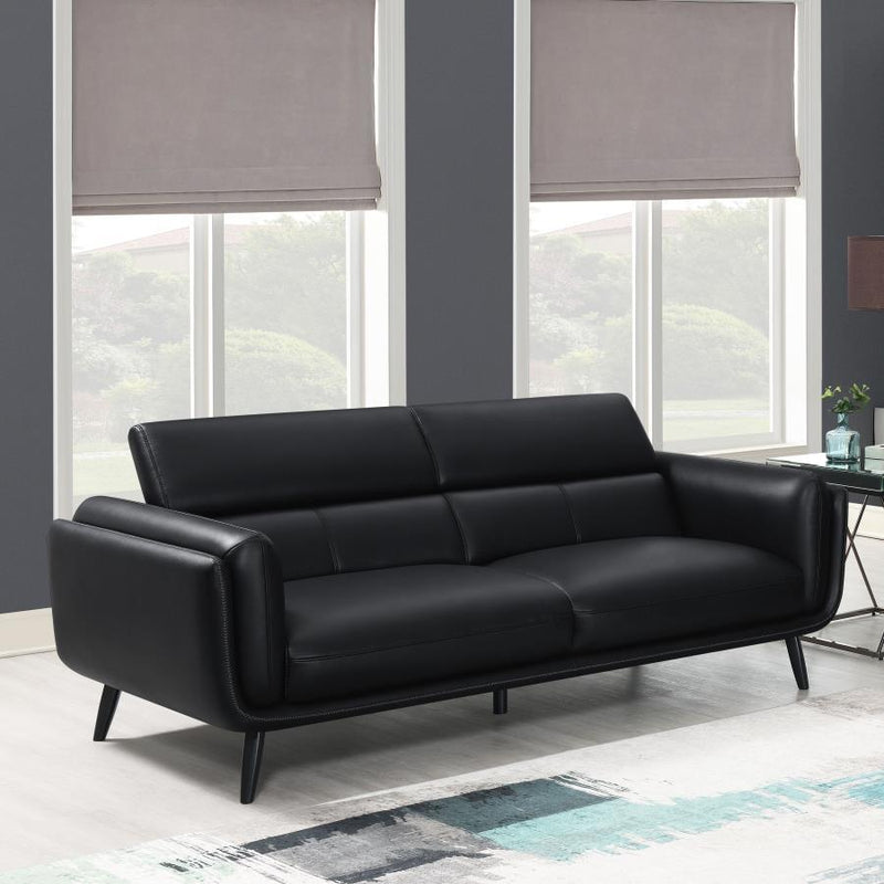 Shania - Track Arms Sofa With Tapered Legs - Black