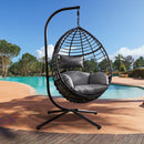 Egg Swing Chair with Stand, 300 LBS Capacity, With Comfortable Cushion, 37.4x37.4x76.77 (Grey) - Atlantic Fine Furniture Inc