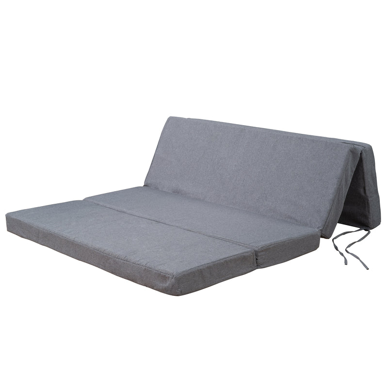 Full Size Folding Mattress,Tri-fold,Washable Linen Cover,Straps,Bonded Foam,Gray(Adapted to LP000072)