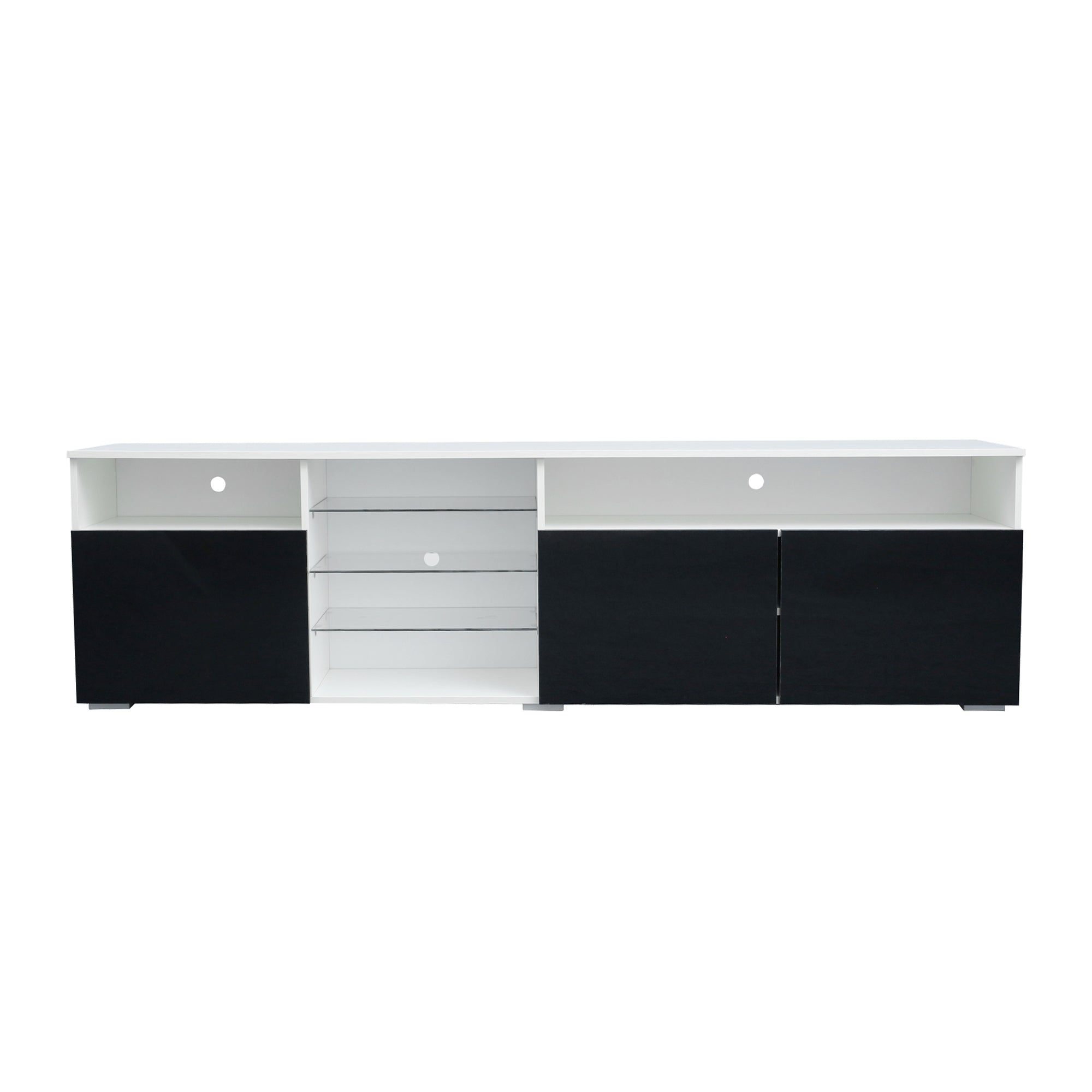 TV Stand High Gloss Doors Modern TV Stand LED(White/Black) - Atlantic Fine Furniture Inc