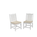 HDPE Dining Chair, White, With Cushion, No Armrest, Set of 2 - Atlantic Fine Furniture Inc