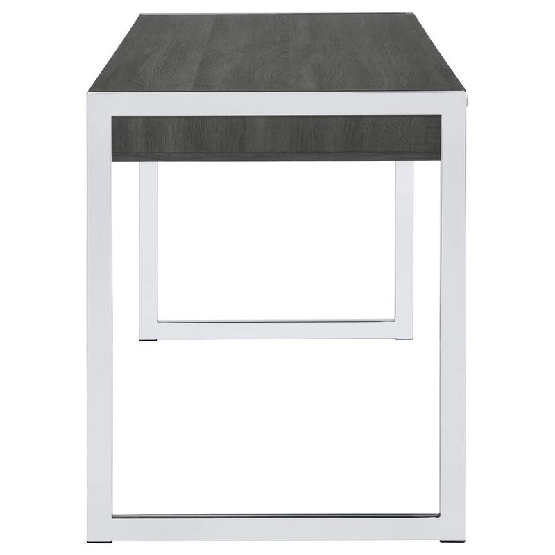 Wallice - 2-Drawer Writing Desk - Weathered Gray/Chrome